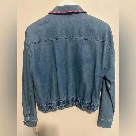 Blue Denim Jacket with Pink and Blue Embroidery - Picture 6 of 7